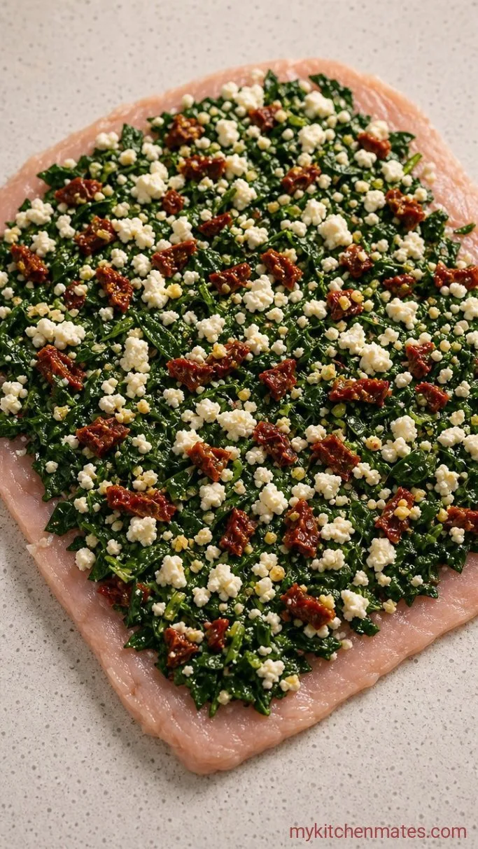 Juicy Stuffed Turkey Breast with Spinach and Feta Step 3: Spread the Filling