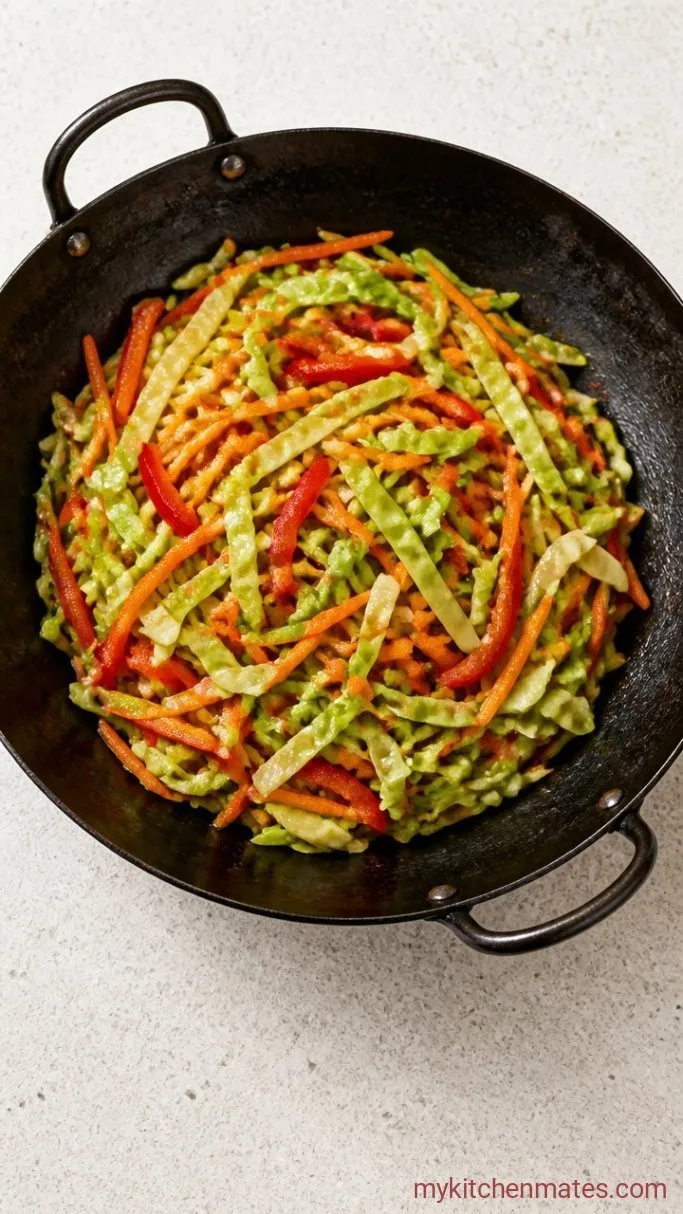 20-Minute Chicken Chow Mein Noodles Step 3: Stir-Fry the Vegetables