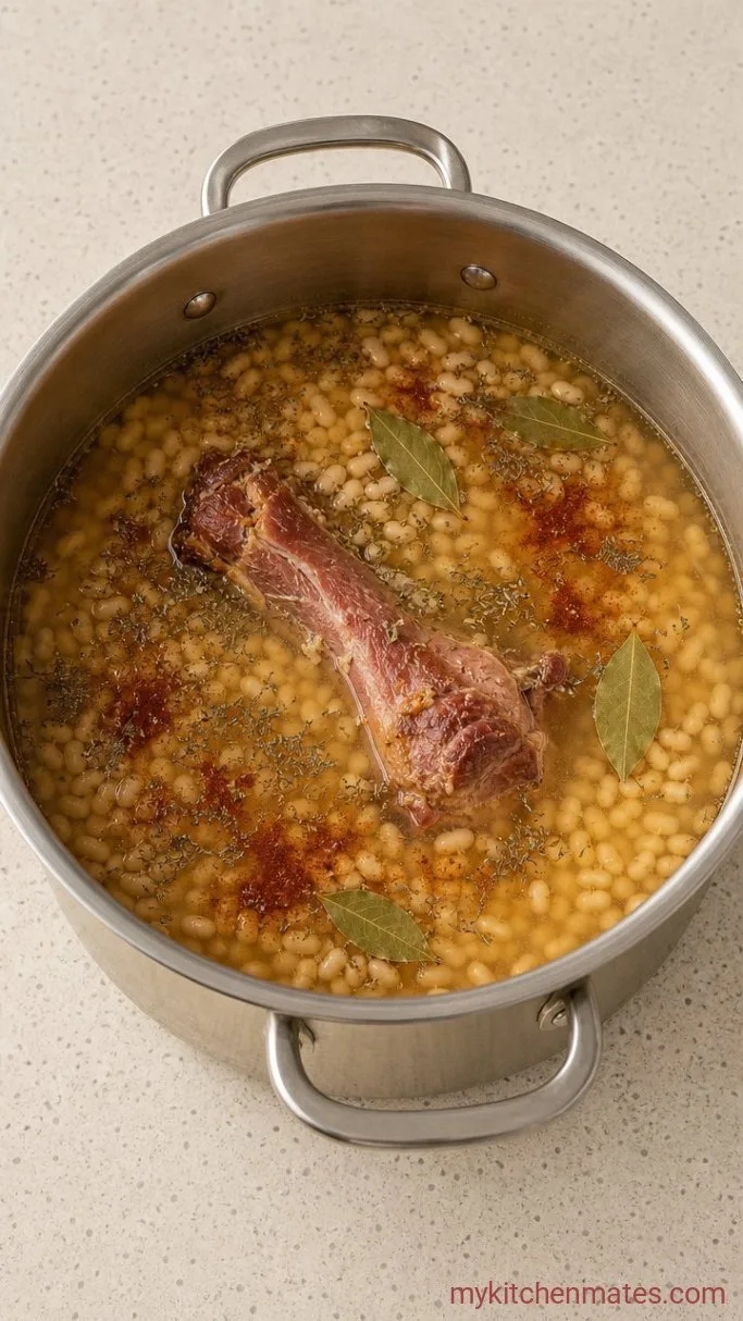 Classic Navy Bean Soup with Smoked Ham Step 3: Stir in the Beans and Ham