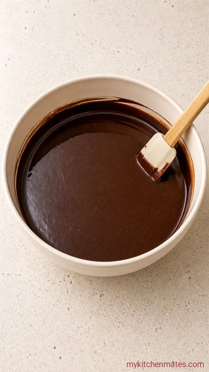 Rich Gluten Free Dairy Free Chocolate Cake Step 3: Stir in the Hot Coffee