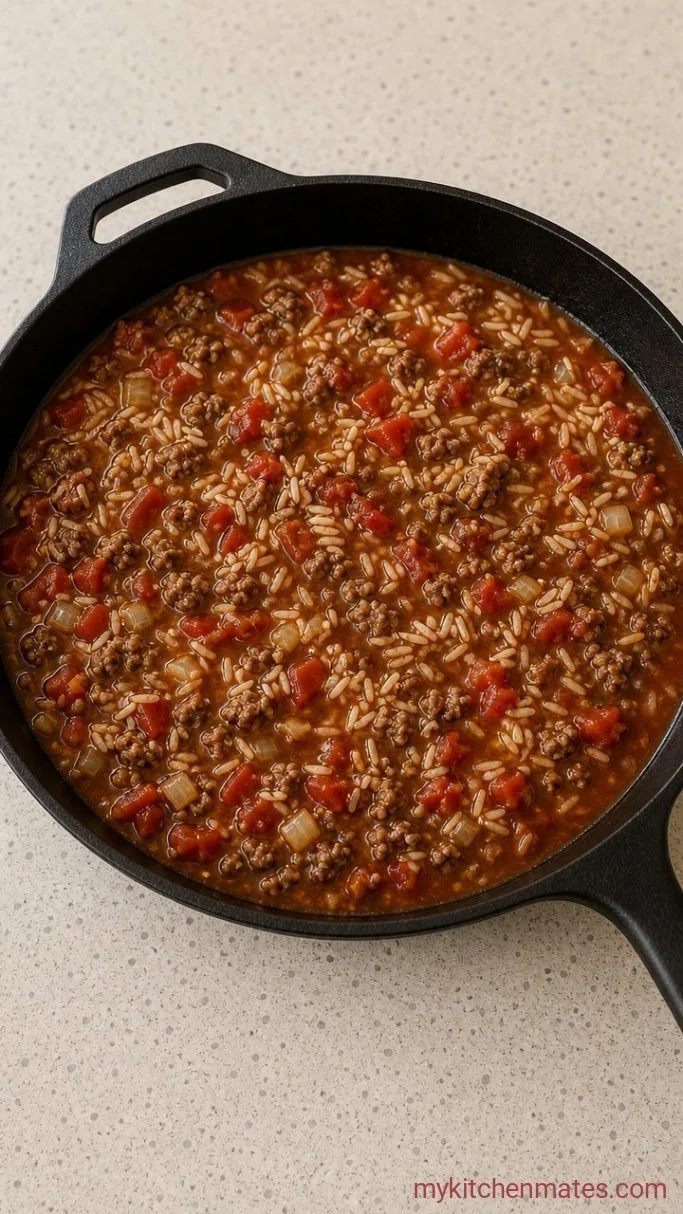 Step 3: Stir in the Rice and Tomatoes