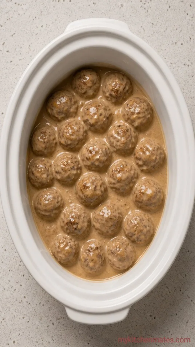Creamy Crockpot Swedish Meatballs Step 3: Stir in the Sour Cream