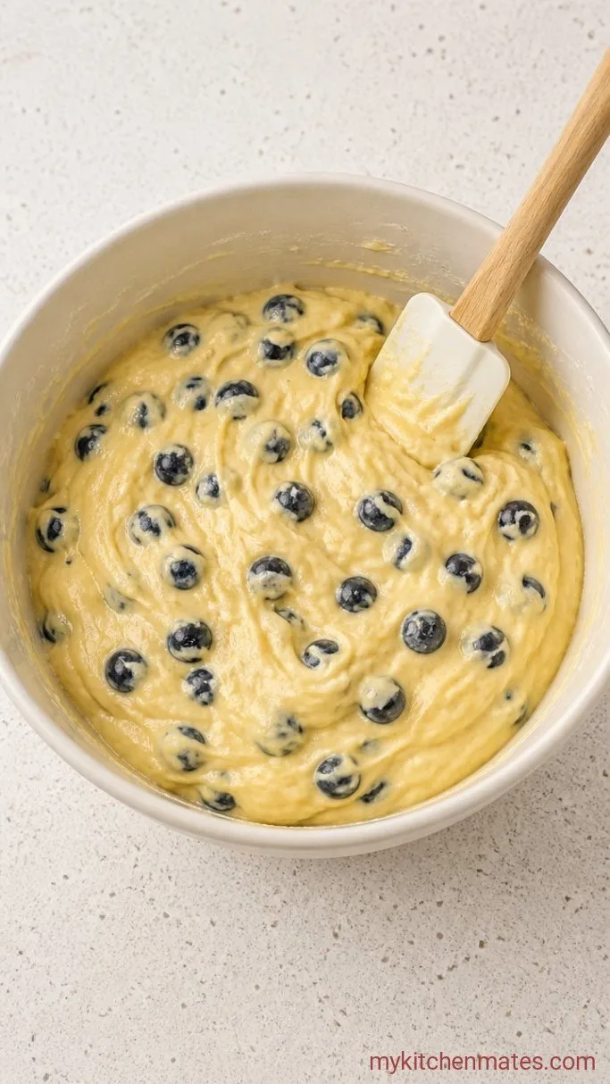 Tall, Tender Buttermilk Blueberry Muffins Step 3: Stir the Batter and Fold in the Berries