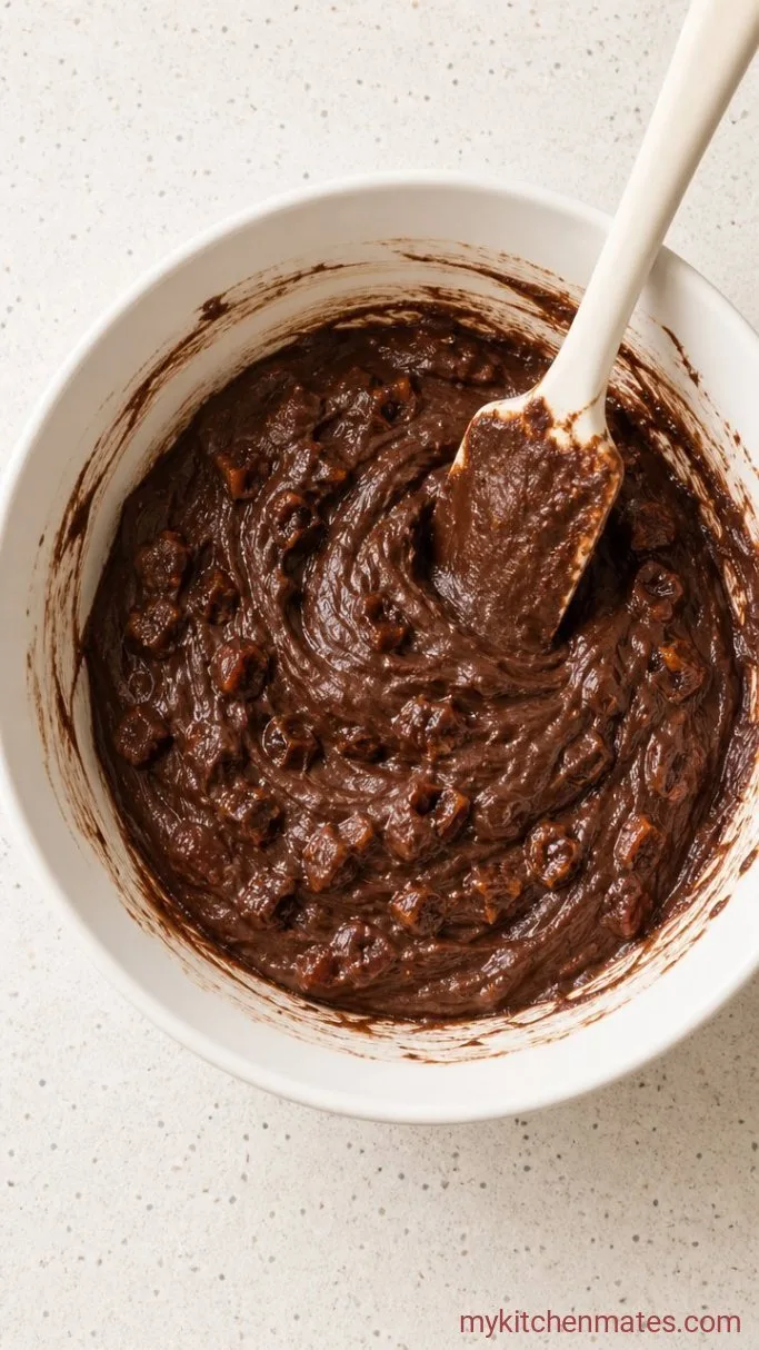 Easy Dubai Chocolate Cake (One Bowl, No Mixer) Step 3: Stir Together the Batter