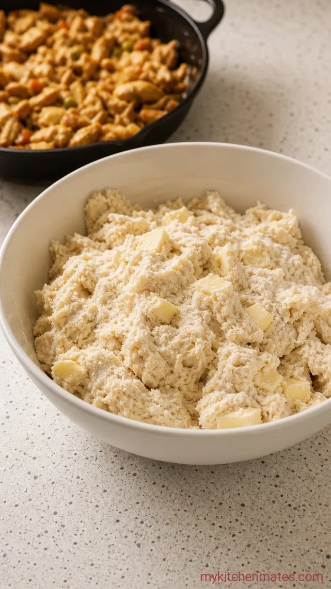 Creamy Chicken and Biscuits (One-Dish Dinner) Step 3: Stir Together the Biscuit Dough