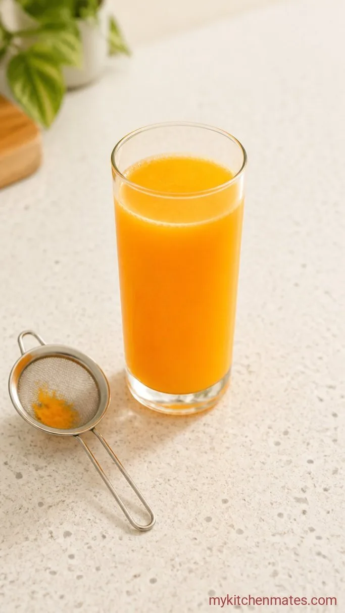 3-Minute Fresh Orange Juice Step 3: Strain and Serve