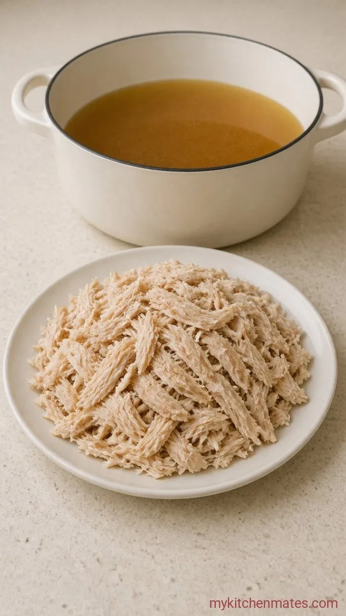 Step 3: Strain and Shred the Chicken