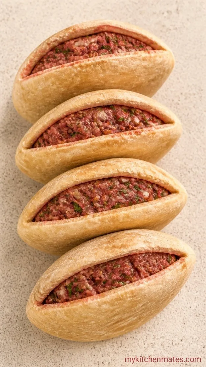 Crispy Arayes (Quick Stuffed Pitas with Spiced Meat) Step 3: Stuff and Press