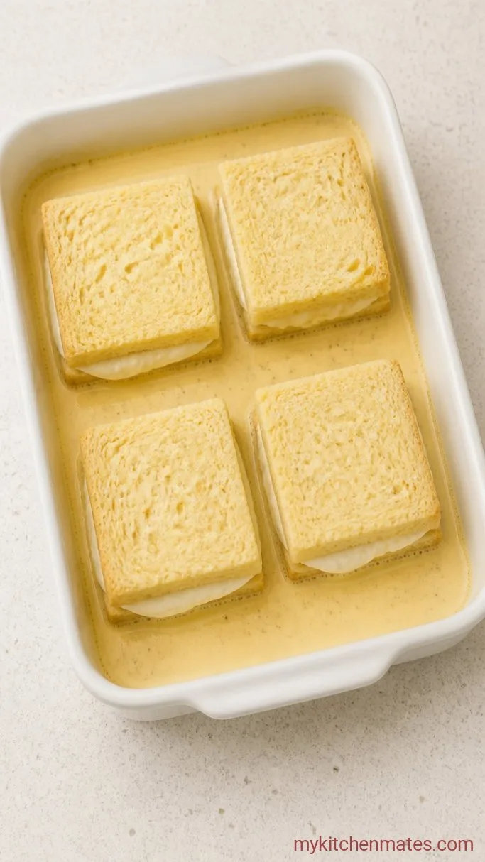 20-Minute Stuffed Cream Cheese French Toast Step 3: Stuff and Soak the Bread