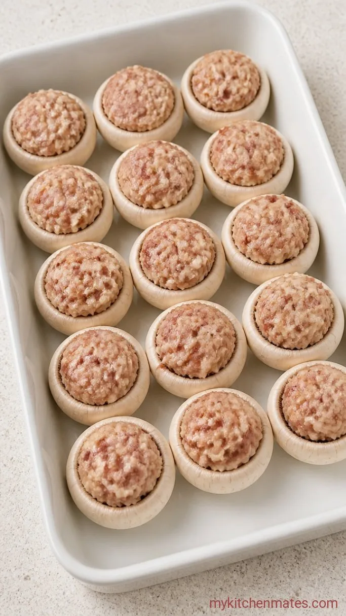 Cheesy Sausage Stuffed Mushrooms Step 3: Stuff the Mushrooms