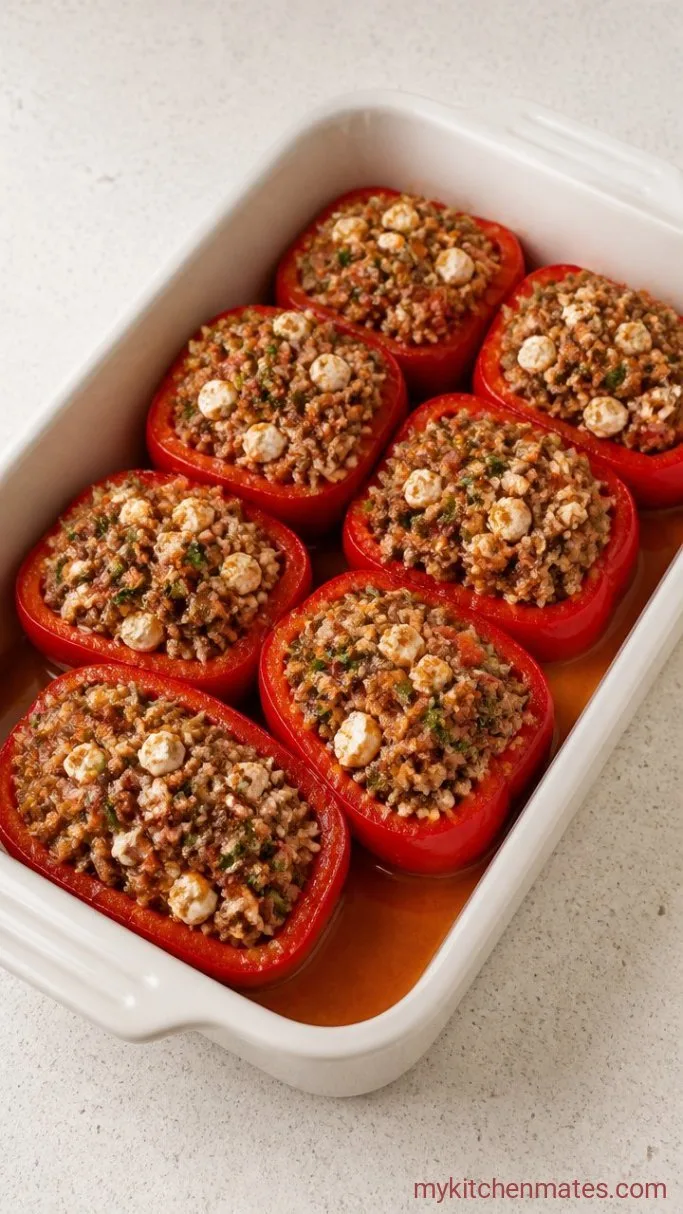 Greek Stuffed Peppers with Feta and Herbed Rice Step 3: Stuff the Peppers