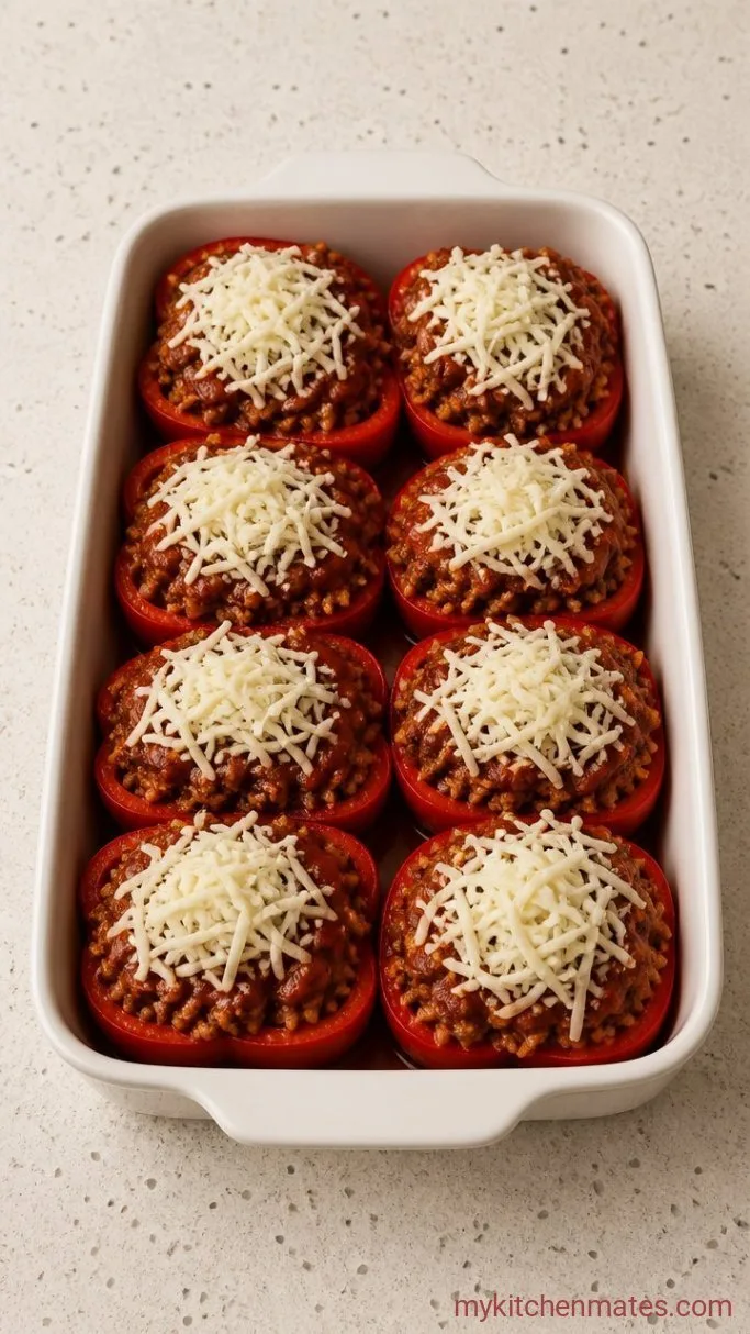 Tender Stuffed Red Peppers with Beef and Rice Step 3: Stuff the Peppers