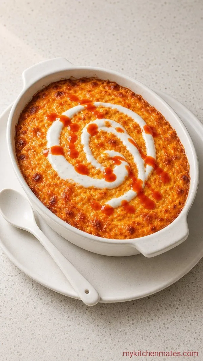 30-Minute Dairy Free Buffalo Chicken Dip Step 3: Swirl and Serve