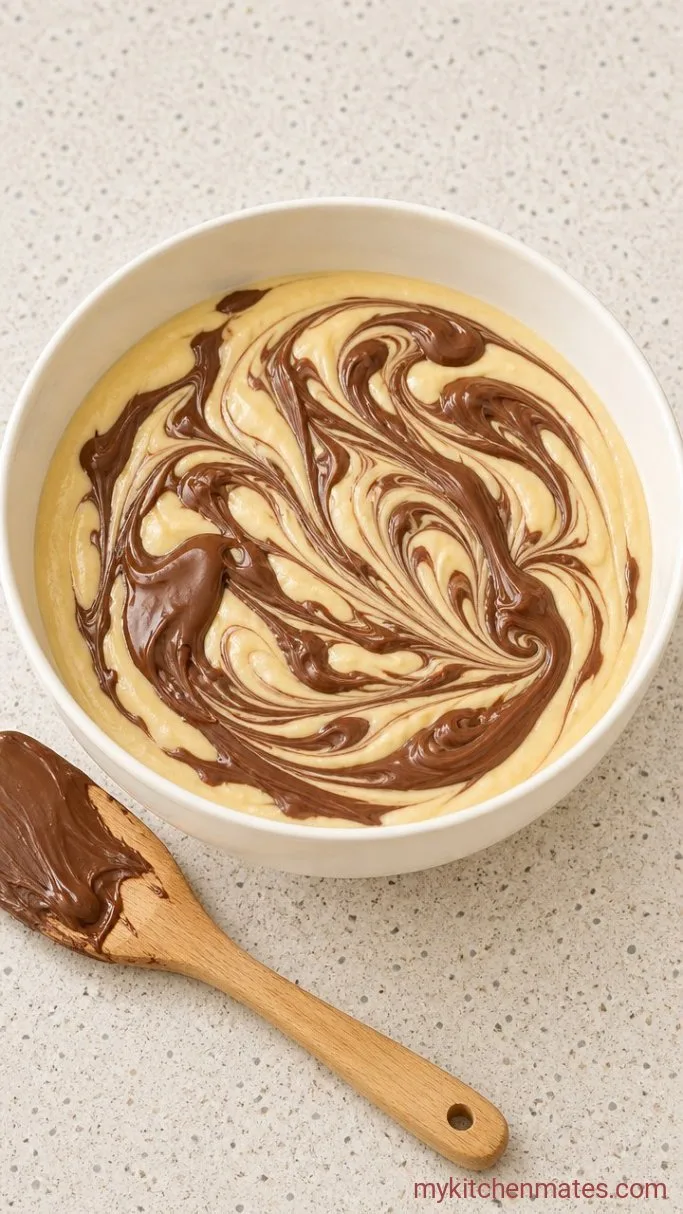 Nutella Banana Bread with a Chocolate Hazelnut Swirl Step 3: Swirl in the Nutella