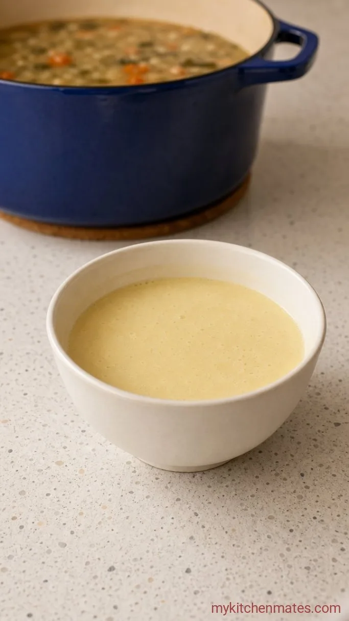 30-Minute Mediterranean Lemon Chicken Soup Step 3: Temper the Eggs with Lemon