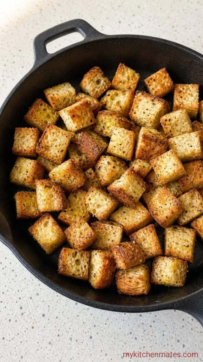 Grilled Chicken Caesar Salad with Homemade Garlic-Anchovy Dressing Step 3: Toast the Croutons