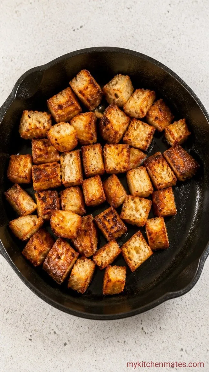 Smoky Grilled Caesar Salad Step 3: Toast the Croutons