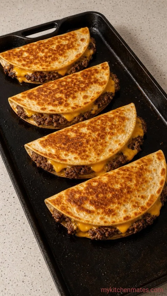 Crispy Smash Burger Quesadilla (One Pan, 15 Minutes) Step 3: Toast the Quesadillas