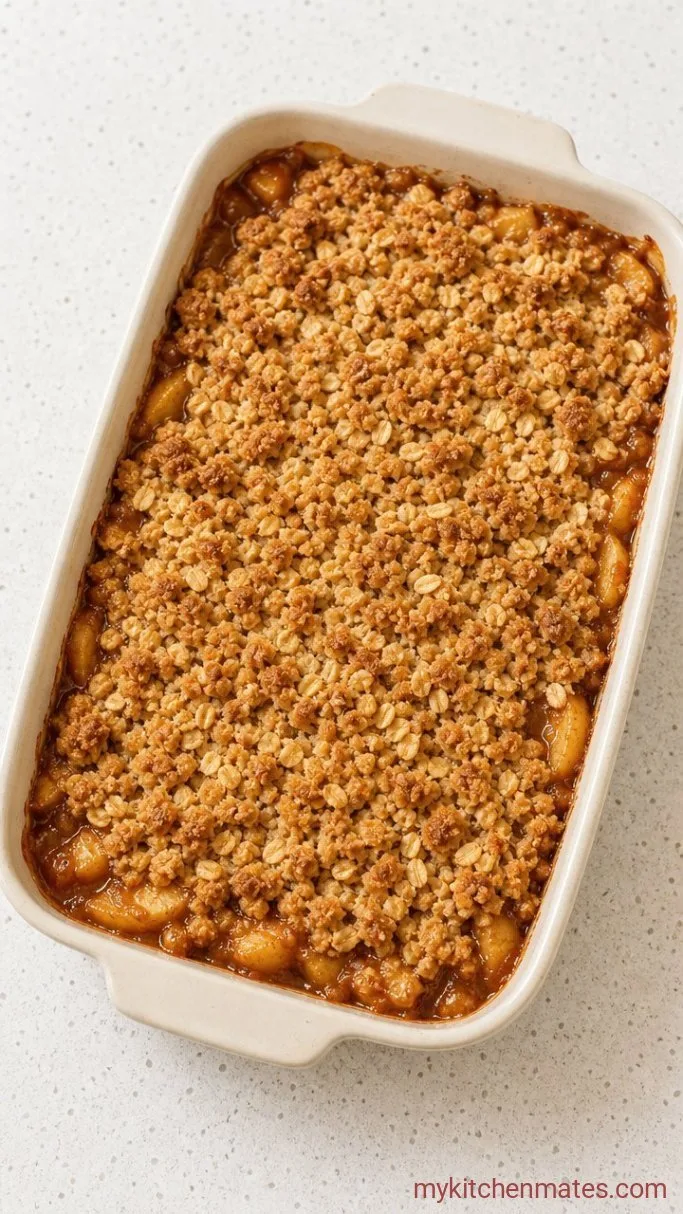 Gluten Free Apple Crisp with Oat Crumble Topping Step 3: Top and Bake the Crisp