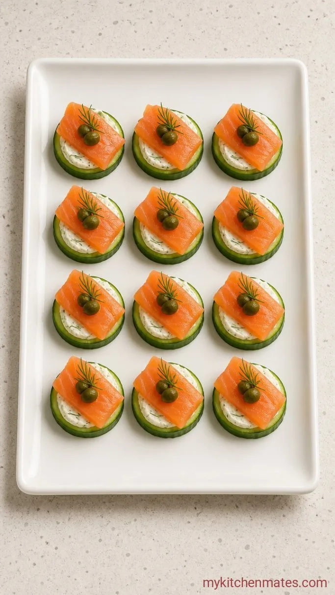 Quick Cucumber Salmon Bites Step 3: Top and Serve the Bites
