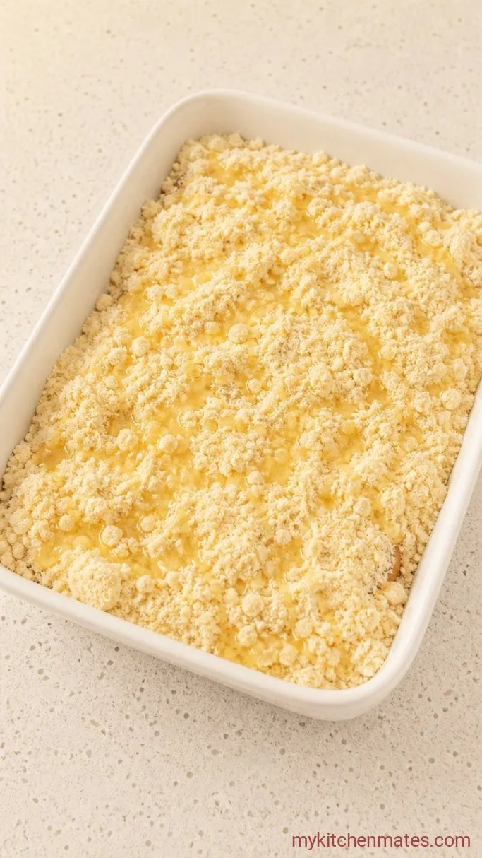 5-Ingredient Cinnamon Roll Dump Cake Step 3: Top with Cake Mix and Butter