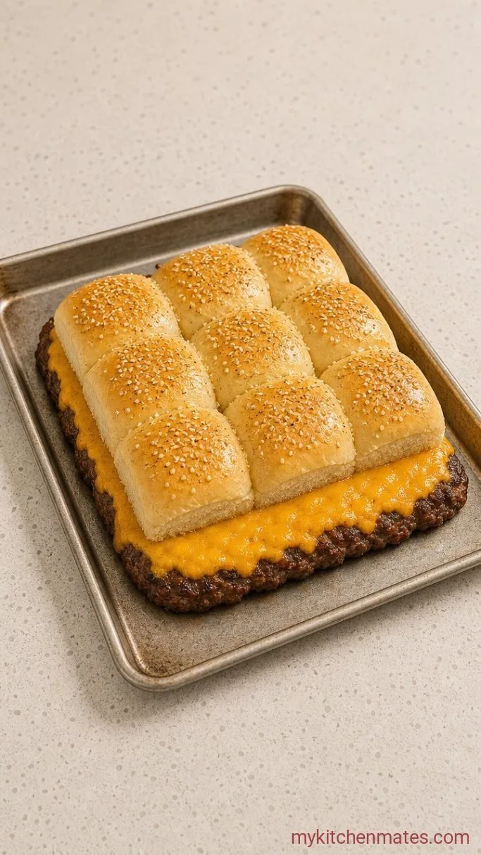 Quick Cheesy Cheeseburger Sliders Step 3: Top with Cheese and Buns