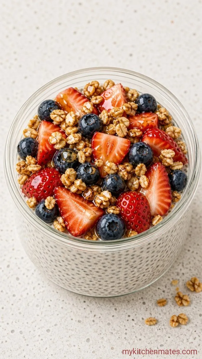 4-Ingredient Creamy Chia Pudding with Yogurt Step 3: Top with Fruit and Granola
