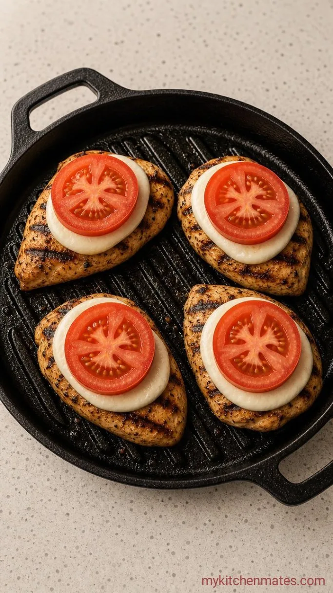 30-Minute Grilled Chicken Caprese Step 3: Top with Mozzarella and Tomatoes