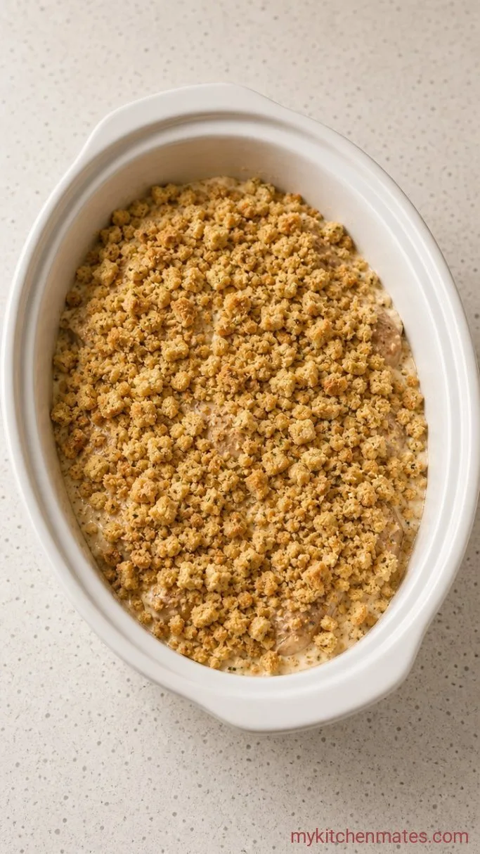 Crockpot Chicken and Stuffing Step 3: Top with the Stuffing