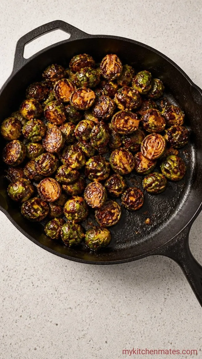 Sticky Honey Garlic Brussels Sprouts Step 3: Toss and Caramelize the Sprouts