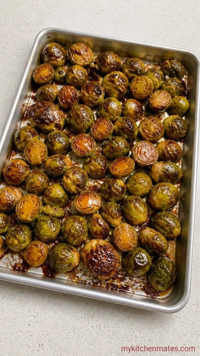 Quick Crispy Miso Brussels Sprouts Step 3: Toss and Caramelize