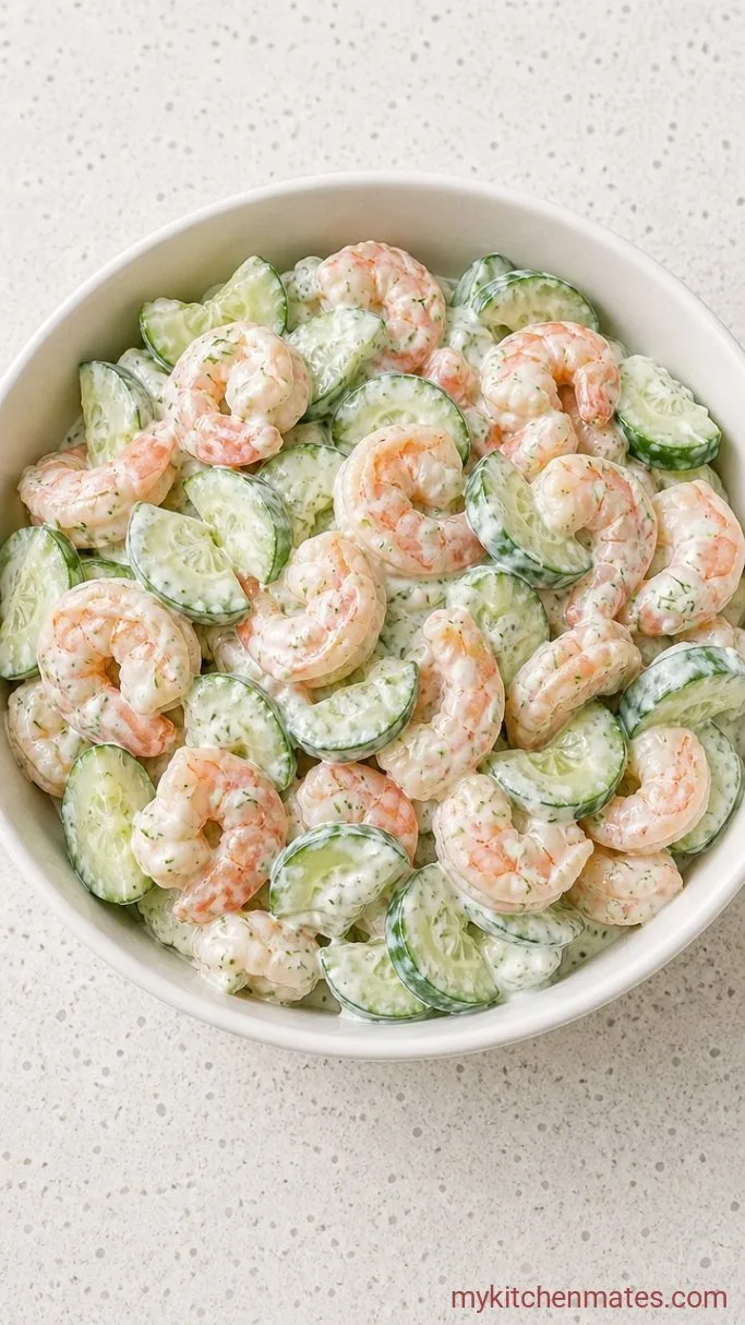 5-Ingredient Creamy Cucumber Shrimp Salad Step 3: Toss and Serve