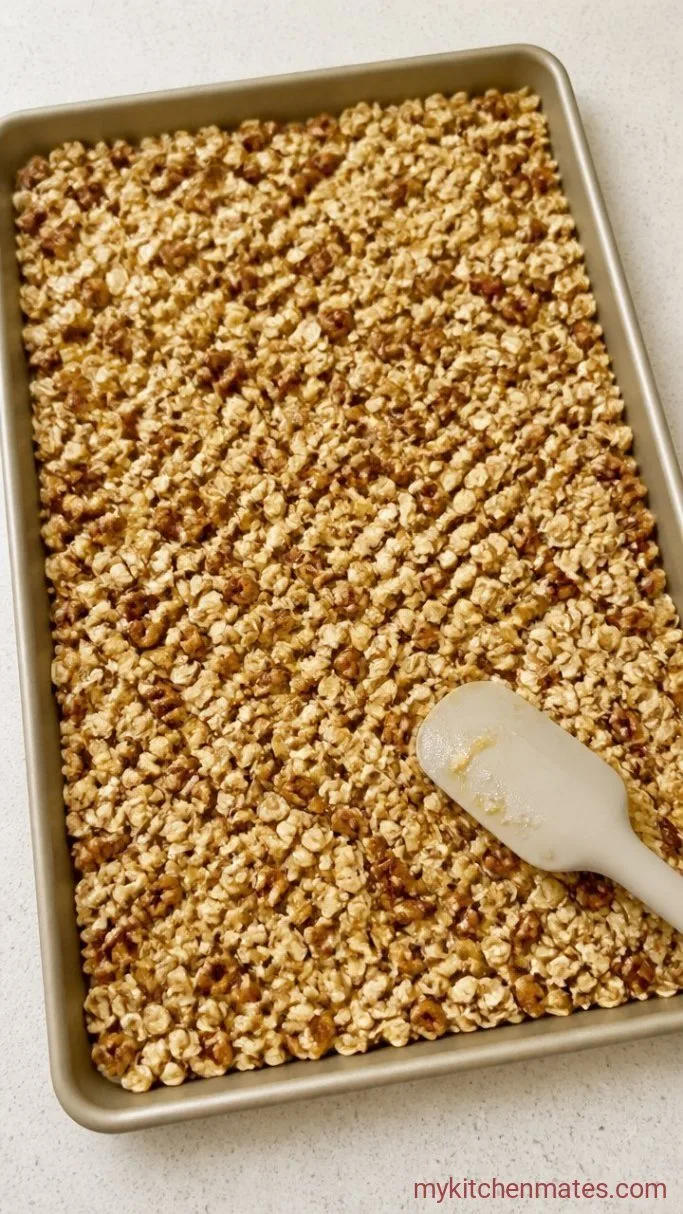 Maple Pecan Granola with Big Crunchy Clusters Step 3: Toss and Spread the Granola