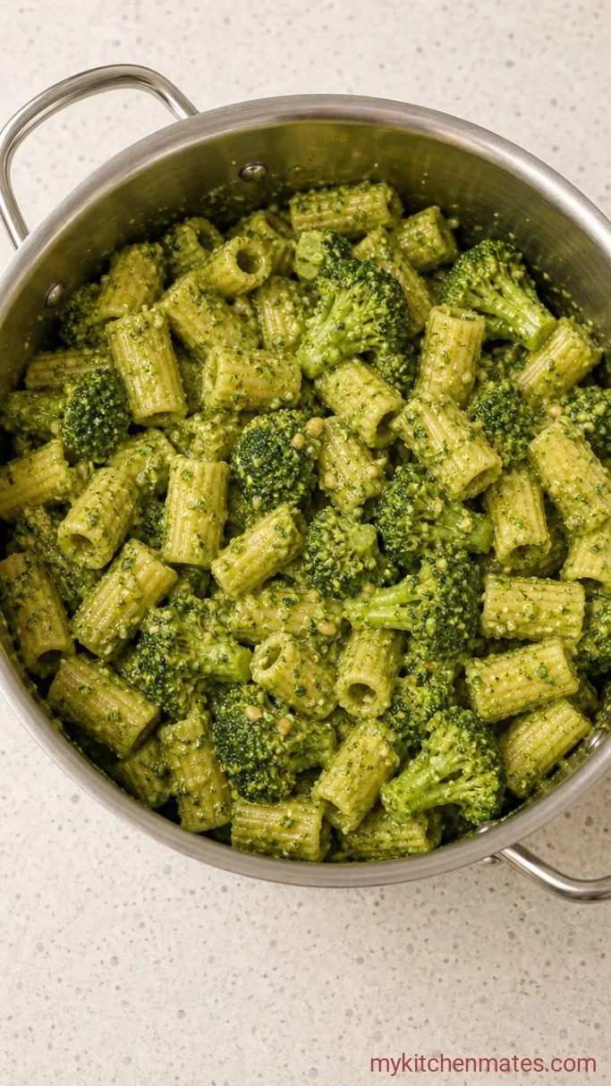 15-Minute Broccoli Pesto Pasta Step 3: Toss Everything Together