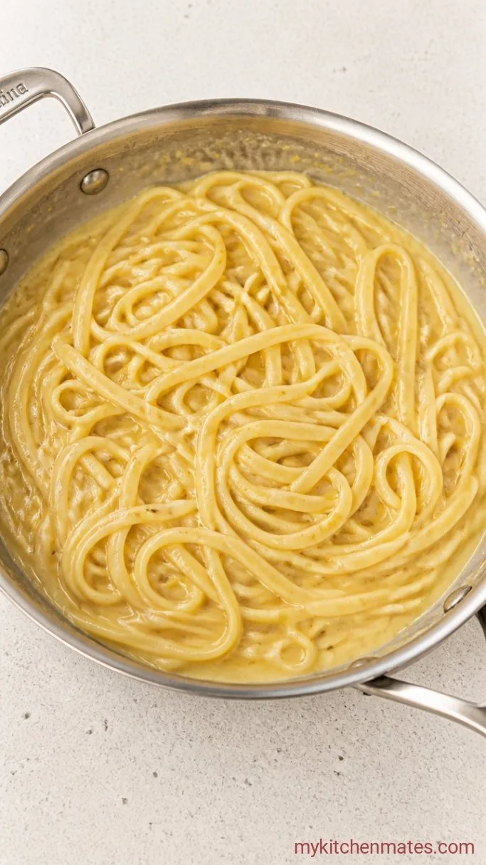 Quick Creamy Lemon Garlic Pasta Step 3: Toss the Pasta