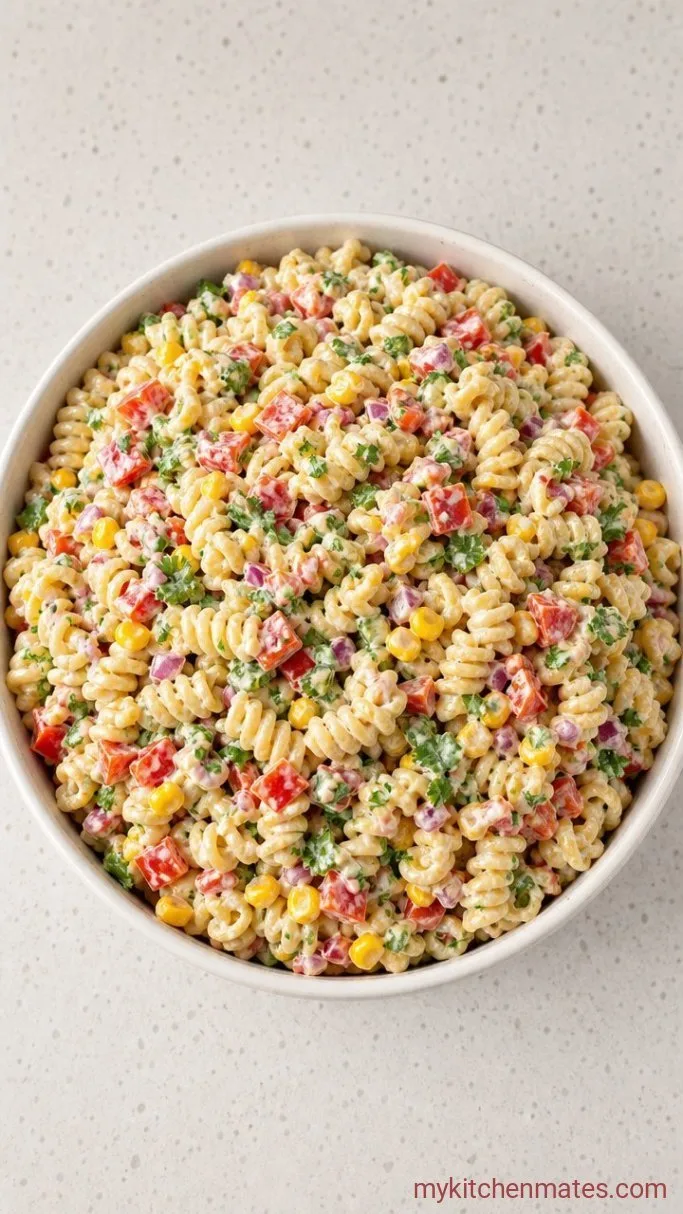 Creamy Cilantro Lime Corn Pasta Salad Step 3: Toss the Salad Together