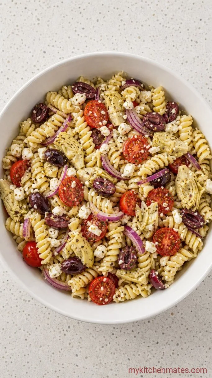 Easy Artichoke Pasta Salad with Lemon-Herb Dressing Step 3: Toss the Salad with Artichokes