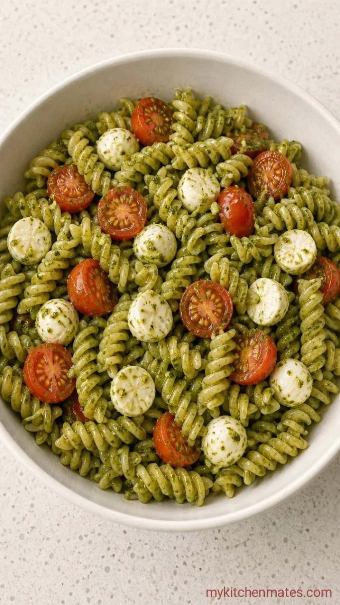Quick Basil Pesto Pasta Salad Step 3: Toss the Salad