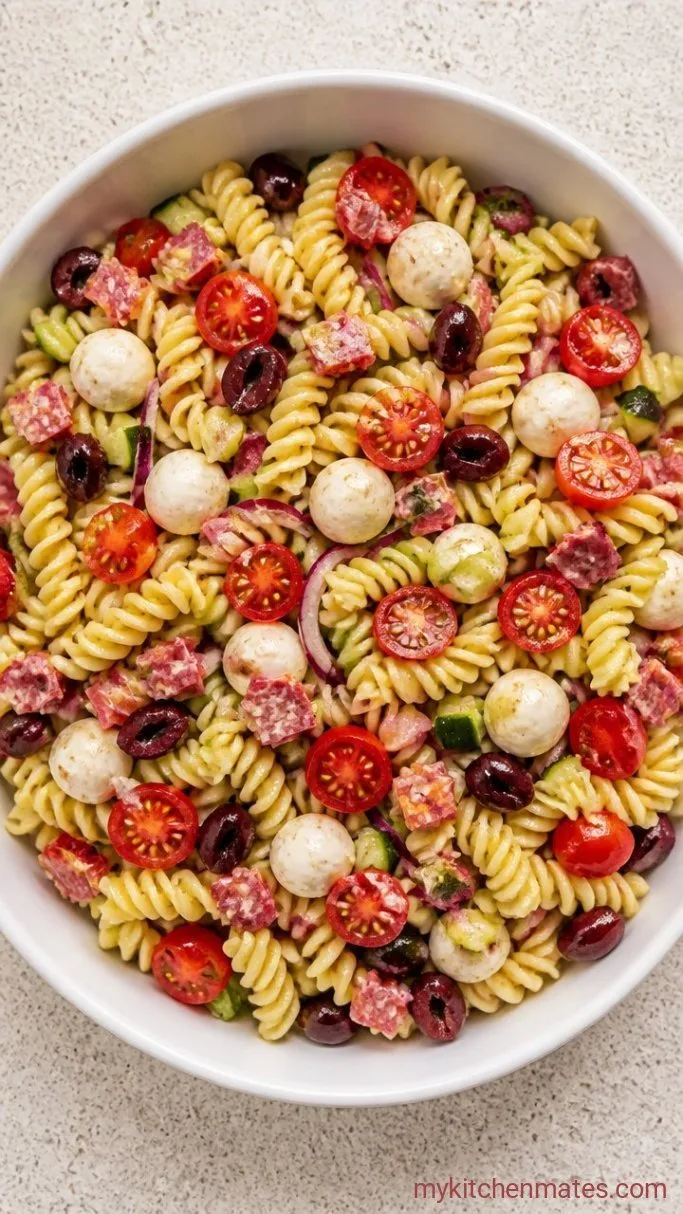 Simple Pasta Salad For A Crowd (Make-Ahead & No Mayo) Step 3: Toss the Salad
