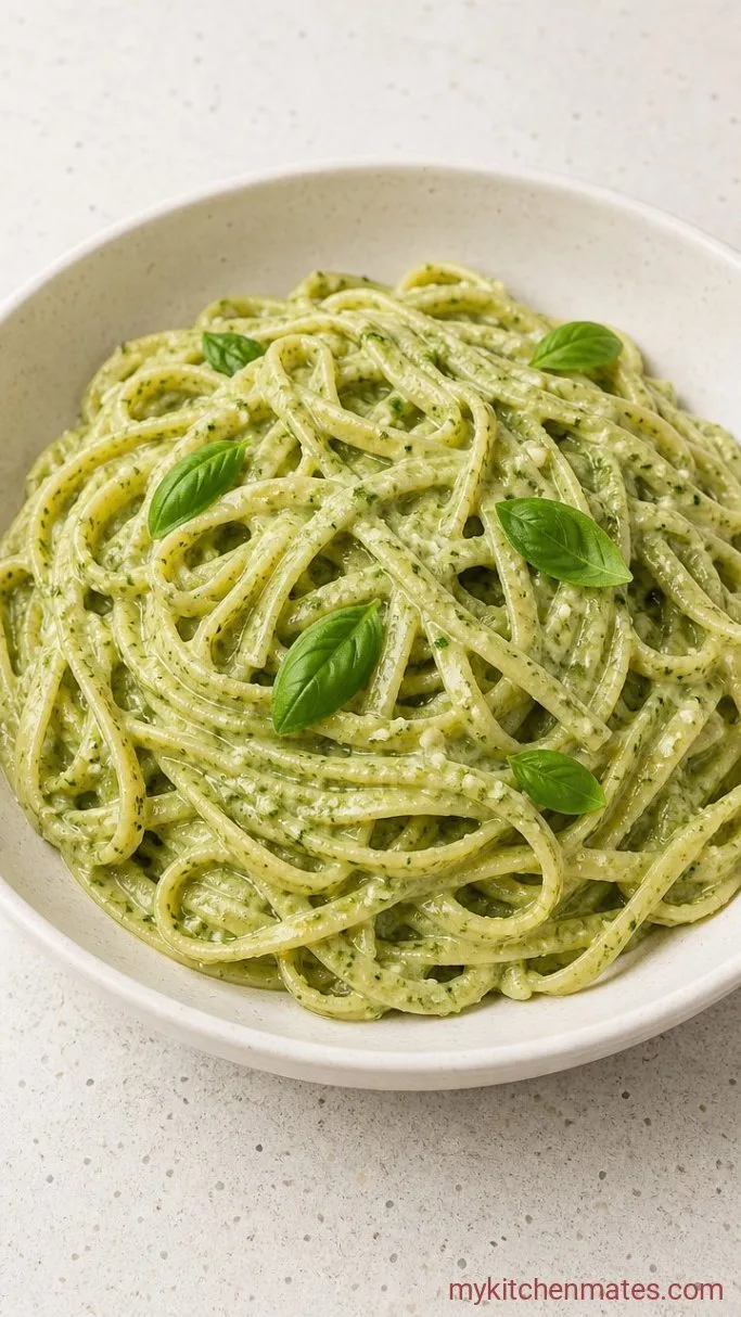 5-Minute Creamy Pesto Sauce Step 3: Toss with Pasta and Serve