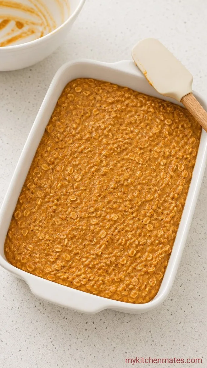Hearty Pumpkin Baked Oatmeal Step 3: Transfer to the Baking Dish