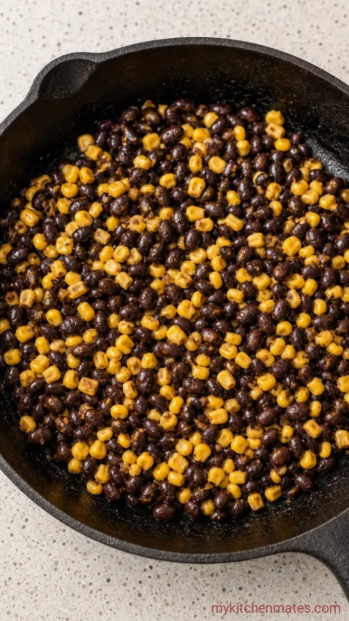25-Minute Chicken Taco Bowls Step 3: Warm the Beans and Corn