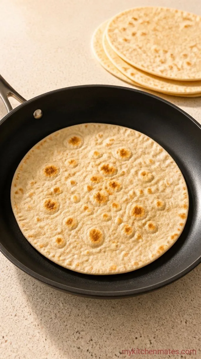 Quick Mediterranean Chicken Wrap with Creamy Tzatziki Step 3: Warm the Tortillas