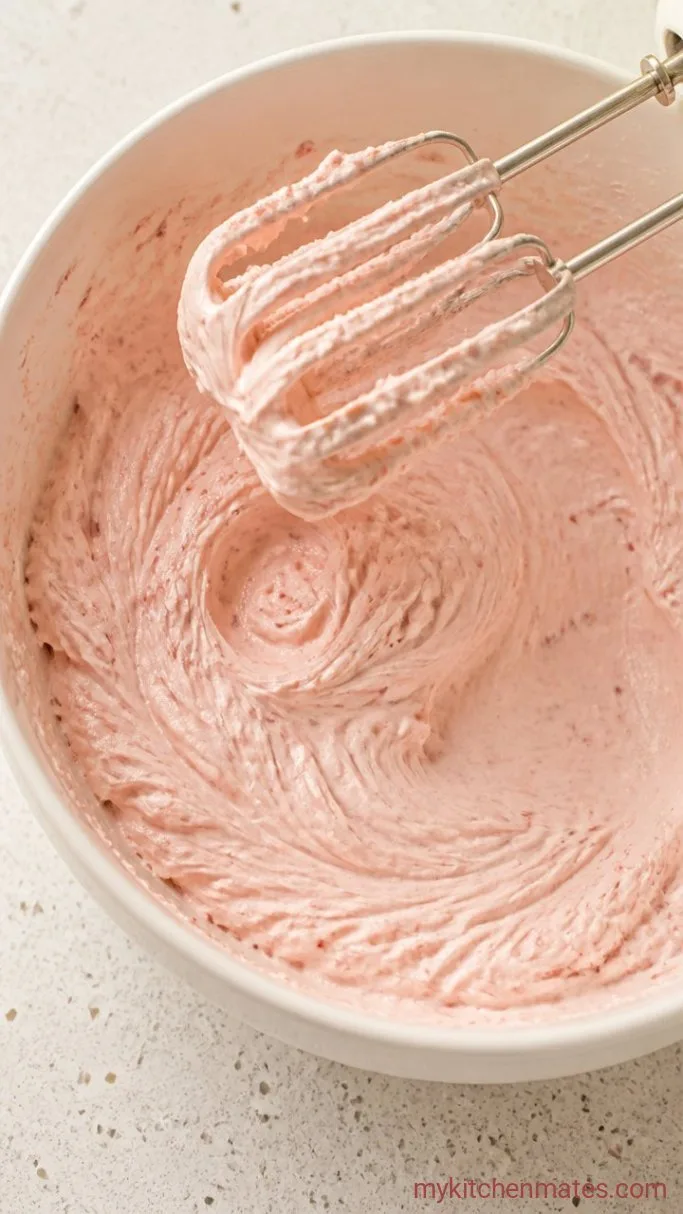 Step 3: Whip in the Sugar and Strawberry