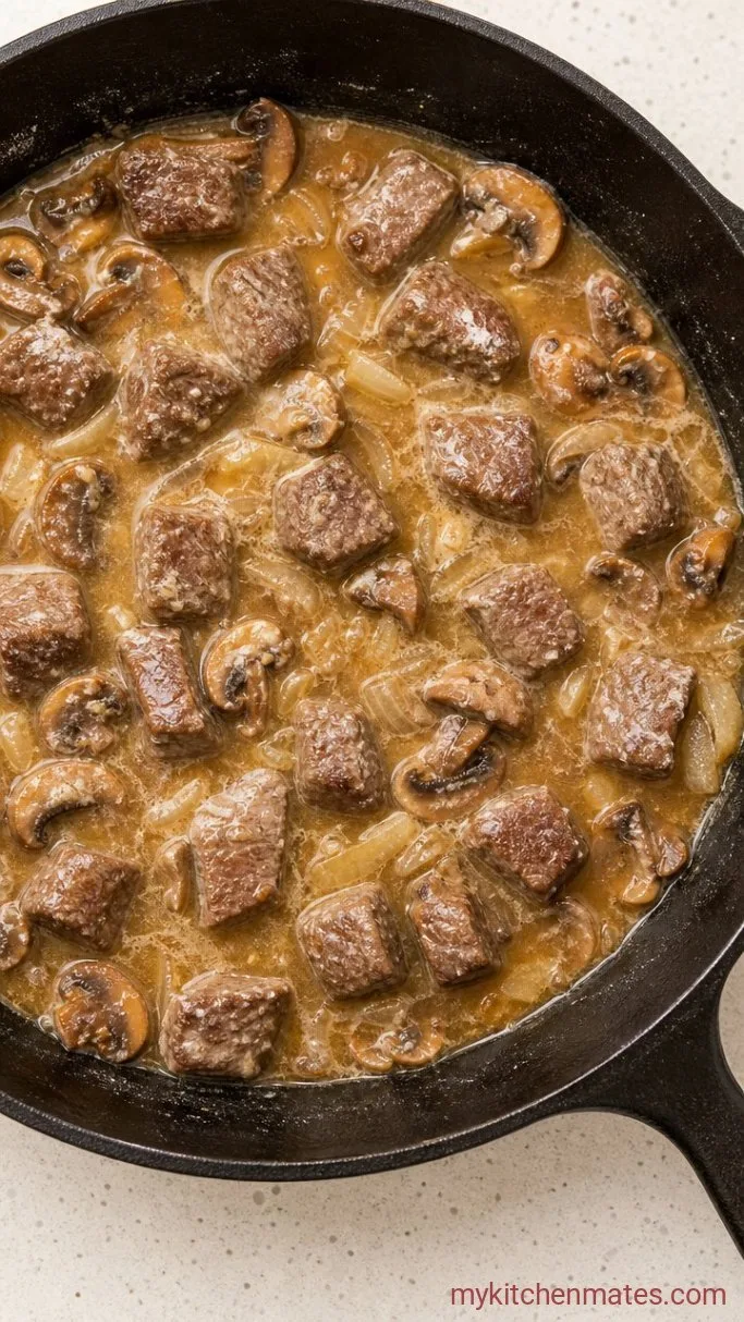 Tender Beef Stroganoff with Stew Meat Step 3: Whisk in the Broth