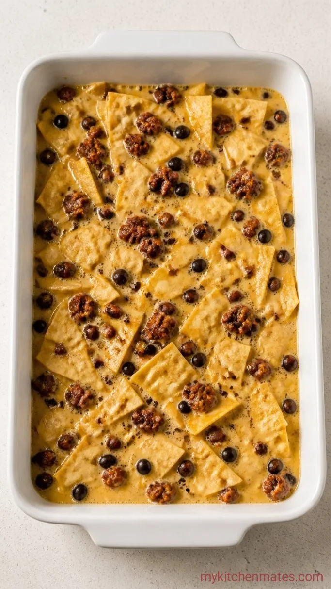 Make-Ahead Mexican Breakfast Casserole Step 3: Whisk the Eggs and Pour Over