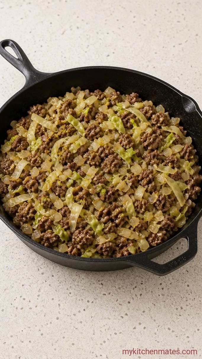 30-Minute One-Skillet Cabbage Roll in a Bowl Step 3: Wilt the Cabbage
