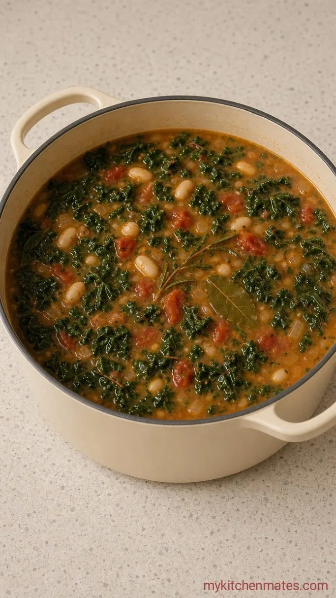 30-Minute Italian White Bean Soup Step 3: Wilt the Greens