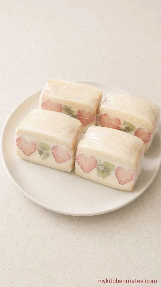 Fluffy Japanese Fruit Sandwich (Fruit Sando) Step 3: Wrap and Chill