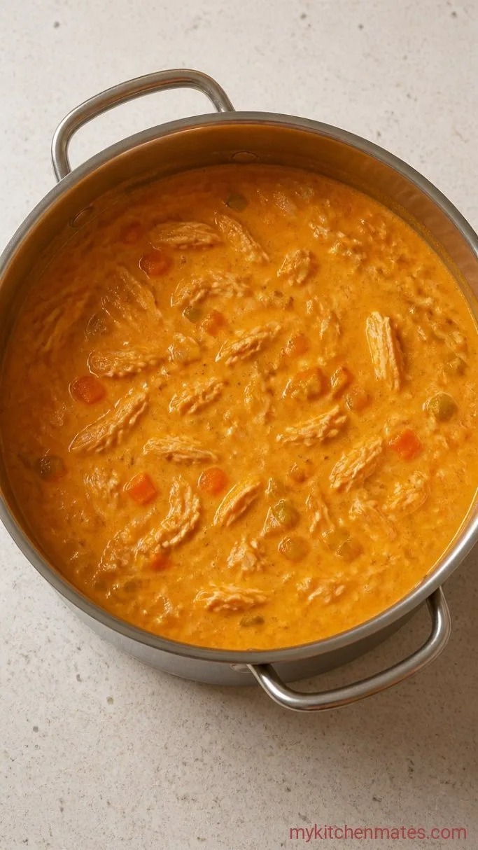 Creamy Buffalo Chicken Soup (One Pot, 40 Minutes) Step 4: Add Chicken and Simmer